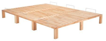 Gigapur Kiefer massiv Holzbett G56, naturbelassen, mit Standardfuß 25 cm Höhe, inkl. Lattenrost und Matratzenbügeln, Liegefläche 220x200 cm Best. aus 2X 70 x 200 cm, 1x 80 x 200 cm