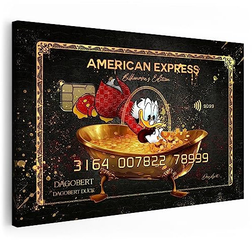 Artmazing Dagobert Duck Leinwandbild XXL für Wohnzimmer | American Express Motiv | Wandbilder