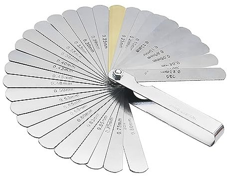 JDXun 32 Klingen Fühlerlehre Edelstahl, Dual Marked Metrisch/Imperial Gap Messwerkzeug für Messung Gap Breite/Dicke Größen, 0,04-0,88 mm