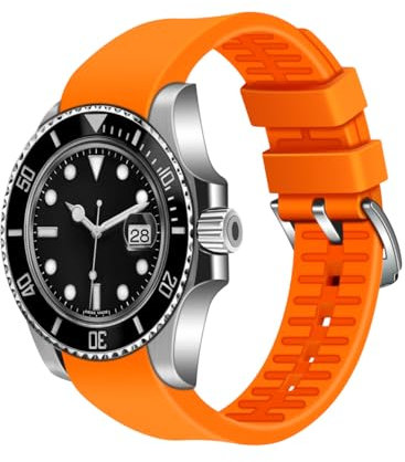 Juntan Bracelet de montre universel en silicone avec extrémités incurvées et légères Orange 20 mm 22 mm