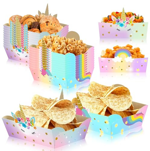 Haxpacal Rainbow Horse Snack Bowls 24pcs Magical Unicorn Party Favor Boxes