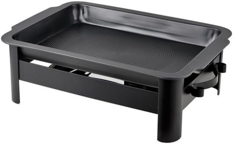 FURLOU Poêle à Gril de Camping Portable, Barbecue à Charbon de Bois Multifonctionnel et poêle à Poisson, poêle à Gril Teppanyaki antiadhésive, pour fête et dîner de Famille Black