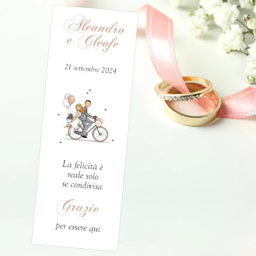 CORMAR Bigliettini Matrimonio Personalizzati – Kit da 60 Pezzi – Segnaposto o per Bomboniere con Frase a Scelta – Ricordo Elegante per Invitati – Made in Italy