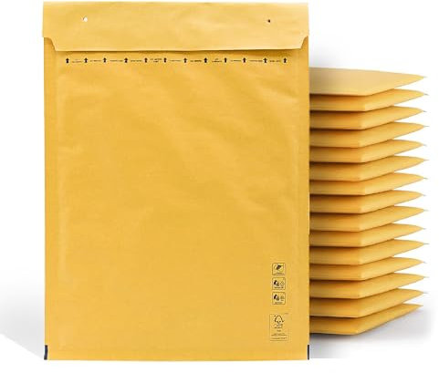 Gepolsterte Umschläge, Luftpolsterumschlag, Kraft-Blasen, Versandtaschen in verschiedenen Größen, Luftpolsterumschläge, m-office (120 x 220 mm, 10 Stück)
