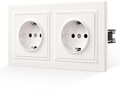 CNBINGO Doppelsteckdose Glattes Hautgefühl Unterputz mit Krallen - Zweifach Schuko Steckdose mit Hautfreundliche Matt Platte - Weiß Wandsteckdose
