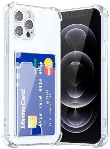 Svanove for iPhone 12 Pro Case Wallet Clear, Card Holder Case with Credit Card Slot, Thin Slim Transparent Silicone Grip Soft Rubber Protective Shockproof Airbag Bumper for Women, Clear