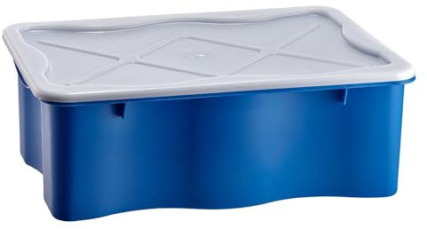 Multibox lebensmittelecht 35 L aus Kunststoff mit Deckel - Ideal für den Haushalt, Camping, Garten und Lebensmittel - Stapelbar (blau)
