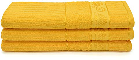 Velosso 3 Pack Large Everyday Kitchen Tea Towel Set, 100% Cotton (Yellow) | Pure Supreme Ring-Spun Cotton, Soft & Absorbent Dish Towels, Ideal as Tea Towels, Dish Cloths & Wipe Cloths