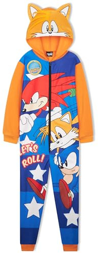Get Trend Sonic The Hedgehog Fleece Jumpsuit Kinder 4-10 Jahre, Jungen Pyjama, Ganzkörperanzug, Shadow, Knuckles und Tails
