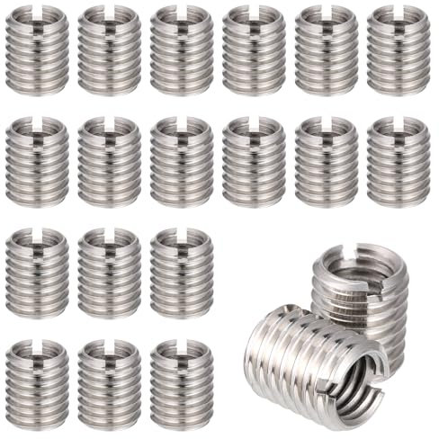 JIZZU 20 Pièces Insert Fileté en Acier Inoxydable, Insérer Écrou Vis Réducteur de Filetage M8 X 1,25 Femelle et M10 X 1,5 Mâle, Adaptateurs Filetés pour Réparation de Filetages