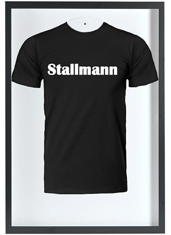 Stallmann Design Trikotrahmen 'Easy Click & Fill' mit Tür | Rahmen-Farbe: Schwarz | Hintergrund: Weiß | Größe: 70 x 90 cm | hochwertige und leicht zu befüllende Vitrine für Trikots