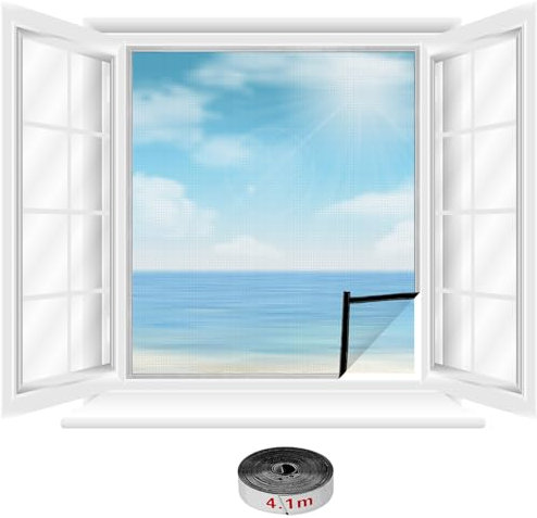 QWORK® zanzariera finestra con nastro autoadesivo, zanzariera a prova di gatto, rete di sicurezza, poliestere antistrappo, 180 * 200cm