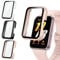 Kamita [3Piezas] Funda Compatible con Samsung Galaxy Fit 3, Duro PC Bumper Case con 9H Protector de Pantalla Cristal Templado, Carcasa Protectora Integral para Galaxy Fit3(Claro+Negro+Rosa