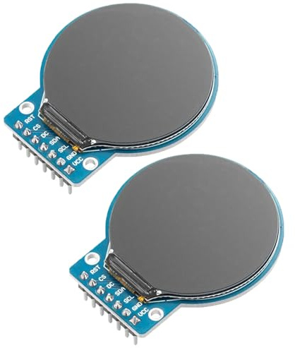 2 Stücke GC9A01 1,28-Zoll kreisförmiger TFT-Bildschirm für Arduino RGB IPS HD 240 x 240 Auflösung SPI Schnittstelle LCD Display Modul für Anzeigegeräte, Echtzeitüberwachung und Instrumentenanzeige