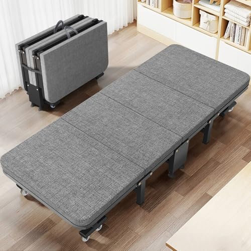YUMBOT Klappbett Gästebett 70x190cm, Gästebett Klappbar langlebiges & faltbares Reisebett mit Dicker Schaumstoffkernmatratze, klappmatratze mit stabilem Stahlrahmen & Laufrollen, Platz spart