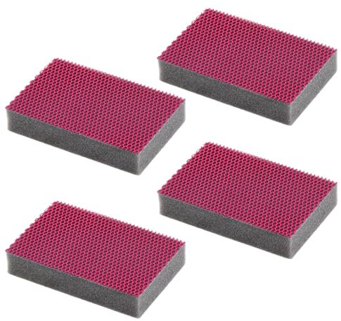 MAYA Estropajo Profesional EVO XL para Todas Las Superficies. Limpia sin Rayar. No Deja Restos de Fibras. Lavables a Máquina. Dimensiones 9x13,5x2,6 cm. Pack 4 Estropajos - (Rojo)