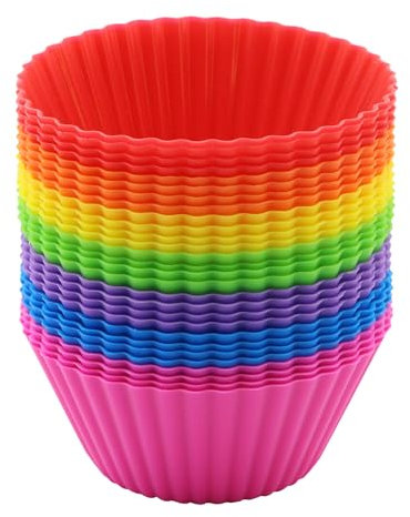 TOKSEO 28 pirottini rotondi in silicone, 7 colori, antiaderenti, rotondi, in silicone, riutilizzabili, per torte, budini, torte