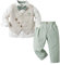 Volunboy Completo Elegante Bambino Camicie + Papillon + Gilet + Pantaloni, Ragazzo Abbigliamento 4 Pezzi Gentleman Cerimonia Nozze(18-24 Mesi,Verde Chiaro,Taglia 90)