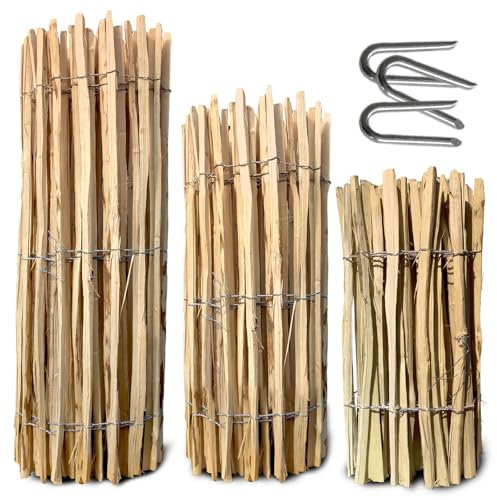 Staketenzaun Gartenzaun Holzzaun Zaunlatte Zaunrolle aus Haselnussholz Ekogarden Höhe-60 cm Abstand-7-9 cm Länge-5 m