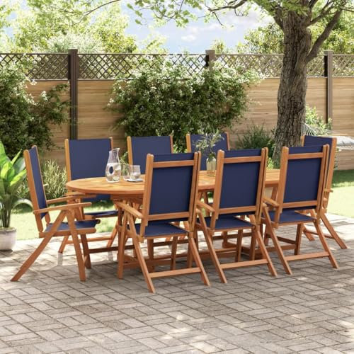 Gecheer Klappstuhl Gartenstuhl, Klappbar Massivholz Akazie und Textilene, 8 STK. Gartenmöbel für Balkon, Terrasse, Camping