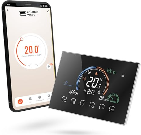 Thermostat für Elektrische Fußbodenheizung - Smart WIFI Programmierbar Raumthermostat 4,8 Zoll Farbdisplay Mit Touch Kompatibel mit TUYA, Google Home, Alexa und SmartLife