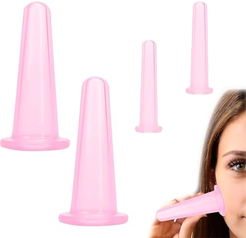 4 Pcs Coppette Viso,Coppettazione Massaggio Viso,Coppette Silicone Per Massaggio,Set Per Massaggi Corporei Per Trattamenti Di Bellezza Su Corpo, Collo, Gambe, Braccia E Schiena
