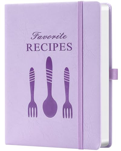ZXHQ Blank Recipe Book to Write Your Own Recipes – Room for 124 Recipes, Hardcover, 120 Gsm Thick Paper, Family Cookbook Journal Notebook, Size A5(5.4 × 8.5) - Orchid