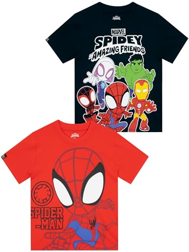 Marvel Tshirt Kinder, Spidey and His Amazing Friends T Shirt Jungen, Shirt Jungen 2er-Pack