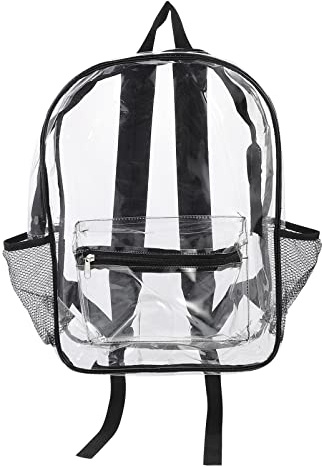 IMIKEYA Rucksack und Pvc Transparenter Großem Fassungsvermögen mit Gepolsterten Verstellbaren Schultergurten Vielseitig Einsetzbar Schwarz als Schulrucksack oder Makeup Organizer