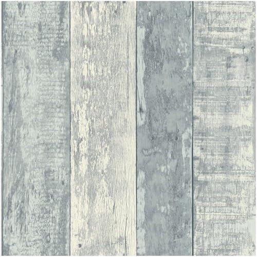 Sample Piece - Rustic Wood Stripe Blue Wallpaper - Contemporary Versatile Sophisticated - 10.05m x 53cm Roll - Feature Statement Wall - Dining Room Living Room Bedroom Kids Room