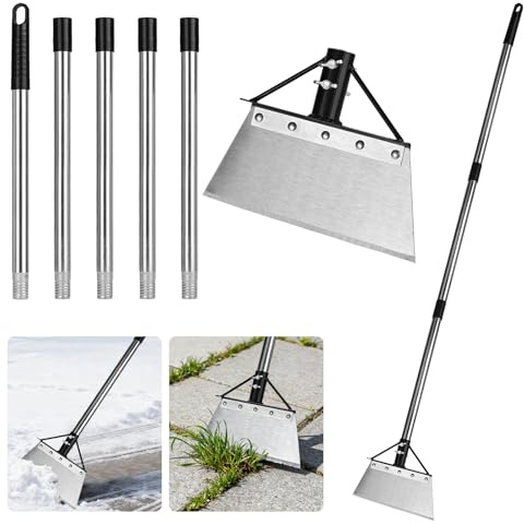 YYTECH Pala per la pulizia con manico da 200 cm, attrezzo per la rimozione delle erbacce, raschietto per erbacce, pala da giardino multifunzione, raschietto per la pulizia del giardino