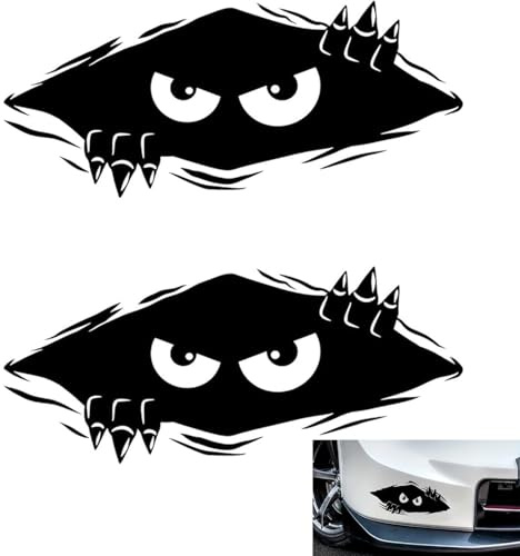 2 Stück Lustige Monster Aufkleber Autoaufkleber Lustig Schwarze Wasserdicht 3D Voyeurismus Augen Aufkleber für Motorrad Fenster Wand Laptops