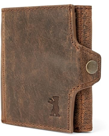 Berliner Bags Portefeuille Homme Hamburg en Cuir RFID, Slim - Marron | Portefeuille homme slim en cuir, protection RFID, mini format compact pour cartes, billets et monnaie