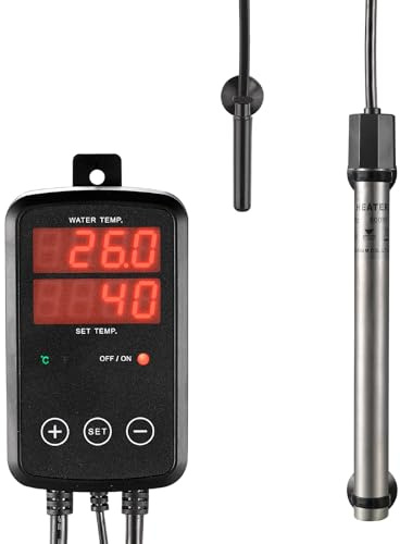 Weipro MX-9029 Chauffage d'aquarium en titane 1 000 W, submersible avec contrôleur de température à affichage numérique, réglable de 0 ℃ à 40 ℃, chauffage rapide pour eau douce salée de 50 à 772