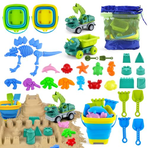 Set Giochi Spiaggia Bimbi, 38 pz, Dinosauri 1-8 Anni