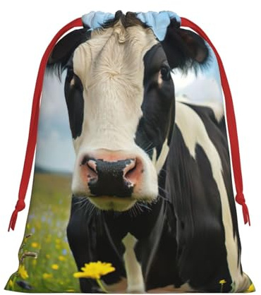 Bolsa de regalo con estampado de vaca láctea con cordón para fiestas, cumpleaños, aniversarios