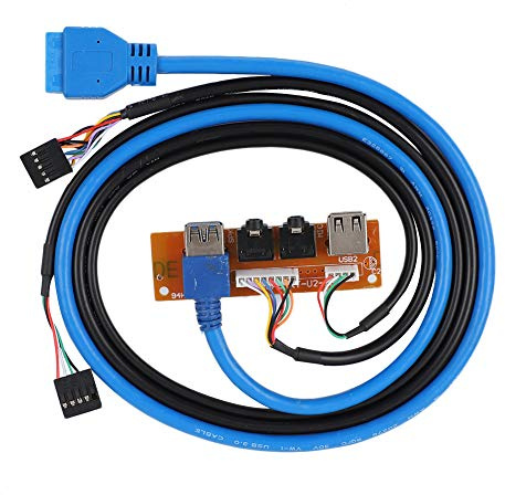 Prosxylate Computer Chassis Front Panel Audio Interface Board, USB 3.0/2.0 with Cable, Stainless Steel Housing and Capacitor - Stabilized Transmission for JM9K Series Cases