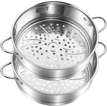 Juego de 2 piezas para vaporera, 20 cm, olla de acero inoxidable con mango para ollas y olla a presión, rejilla de vapor para verduras, frutas, huevos