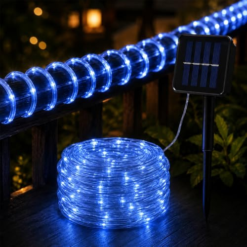 Kaleora Solar Lichtschlauch Lichterkette, 7M 50 LED Blau Solar Lichterschlauch Aussen Wasserdicht 8 Modi, Lichtschlauch Aussen für Garten, Balkon, Terasse, Weihnachten, Party Deko