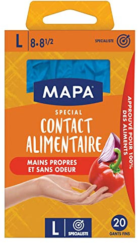 Spontex Food Contact, 20 Einmalhandschuhe aus Nitril, lebensmittelecht, latexfrei und ungepudert, Größe L