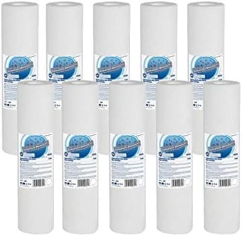 10 x Melt-Blown 5 Micron Polypropylene 10” x 2.5 Filter Cartridge for Sediment Absorption of Sand, Silt, Rust and Suspended Particles from Potable Cold Water