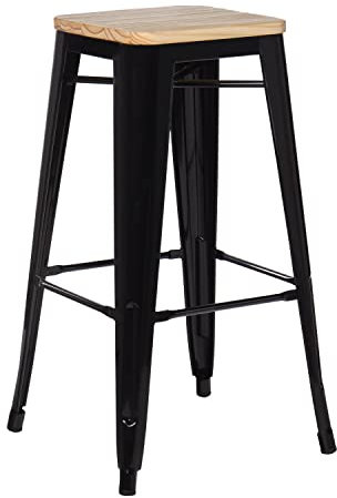 SKLUM Barhocker (76 cm) LIX Holz Schwarz Natur