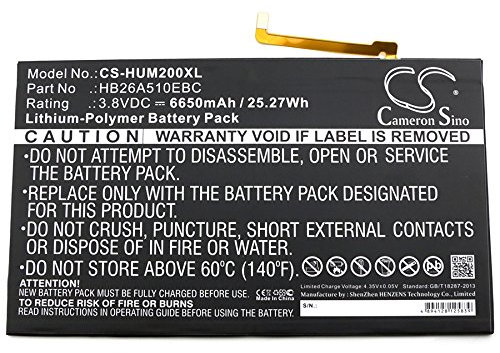 CS-HUM200XL Batería 6650mAh Compatible con [Huawei] BAH-L09, FDR-A01w, FDR-A03L, M2-A01L, M2-A01W, M3 Lite 10, Mediapad M2 10.0, Mediapad M2 10.0 Premium Edition, Standard Edition WiFi, MediaPad 10.