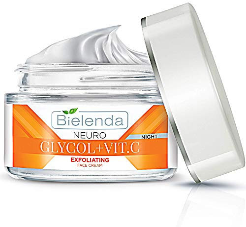 Bielenda Neuro Glicol Face Cream The Skin Is Deeply Revitalized Wrinkles Are Smoothed Out Discolorations Reduced + Vit. C Exfoliating Face Cream - Corrector For Night - 50 ml
