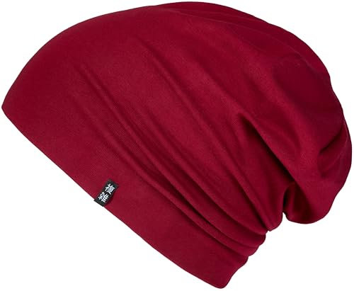 Enter the Complex® Leichte Beanie Mütze, Herren und Damen, Übergangsmütze, Sommer Beanie, Dünne Kopfbedeckung, Baumwolle (Jersey), L/XL, Weinrot