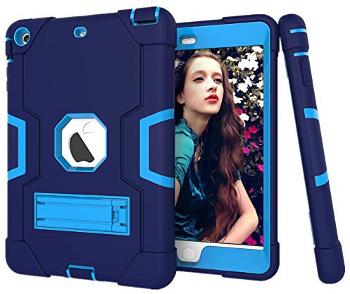 HyFone Funda para iPad Mini 1 2 3 - Robusto Anti Caída Duradero Resistente Protector de Cuerpo Completo Case Cover para iPad A1432 A1454 A1455 A1489 A1490 A1491 A1599 A1600 - [Azul Marino/Azul]