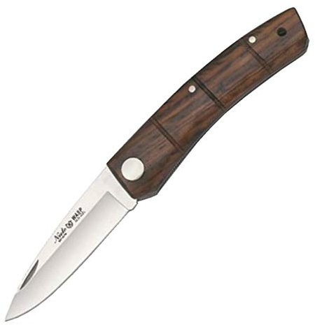 MIGUEL NIETO Navaja Wasp 443 de 18,5 cm. con Hoja de Acero AN-58 de 8 cm, Mango de Madera Natural de Cocobolo, Sistema de Cierre de Piston