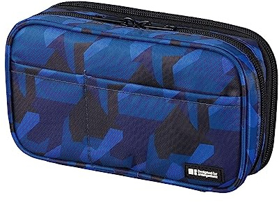 LIHIT LAB. Double Zipper Pen Case, 7.9 x 2.8 x 4.7 inches, Navy Camo (A7555-132)