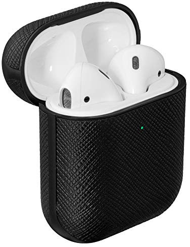 LAUT - Prestige for AirPods | Saffiano Faux Leather | Compatible with Wireless Chargers | Compatible with AirPods 1 and 2 • Black