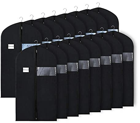 Univivi 16 Stück Anzugtaschen Kleidersack für Herren Aufbewahrung 101,6 cm Kleiderhülle mit transparentem Fenster und Ausweishalter für Anzugjacke, Rock, Hemd und Mantel